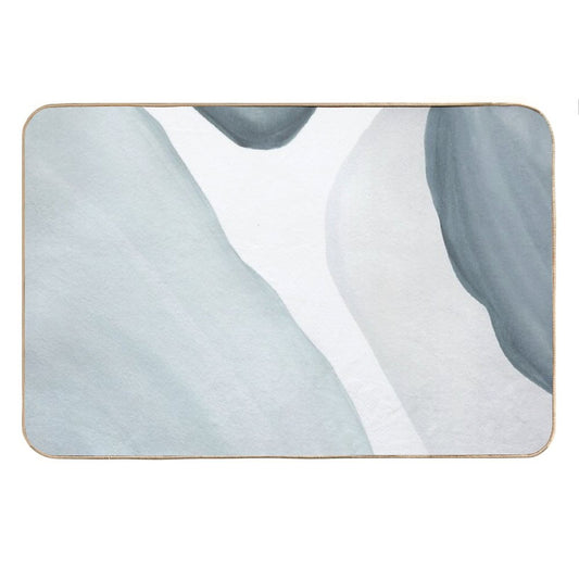 Blue Abstract Watercolor Painting. Modern, Minimalist Design. Bath Mat