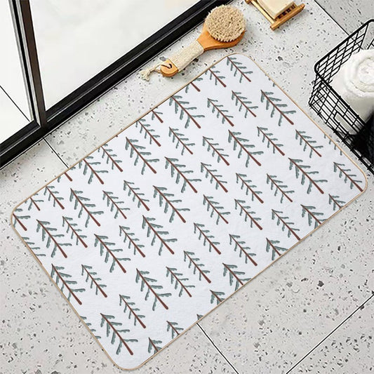 Fir Tree Doodle Wood  Anti-Trip Bath Mat