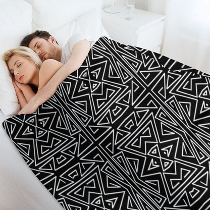 Zanzibar - Geometric Abstract in Black And White Throw Blanket