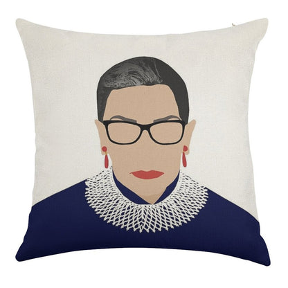 Ruth Bader Ginsburg Linen Throw Pillow Cover