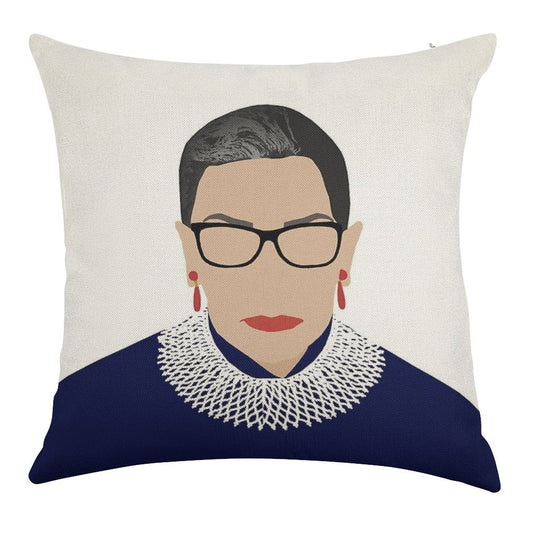 Ruth Bader Ginsburg Linen Throw Pillow Cover