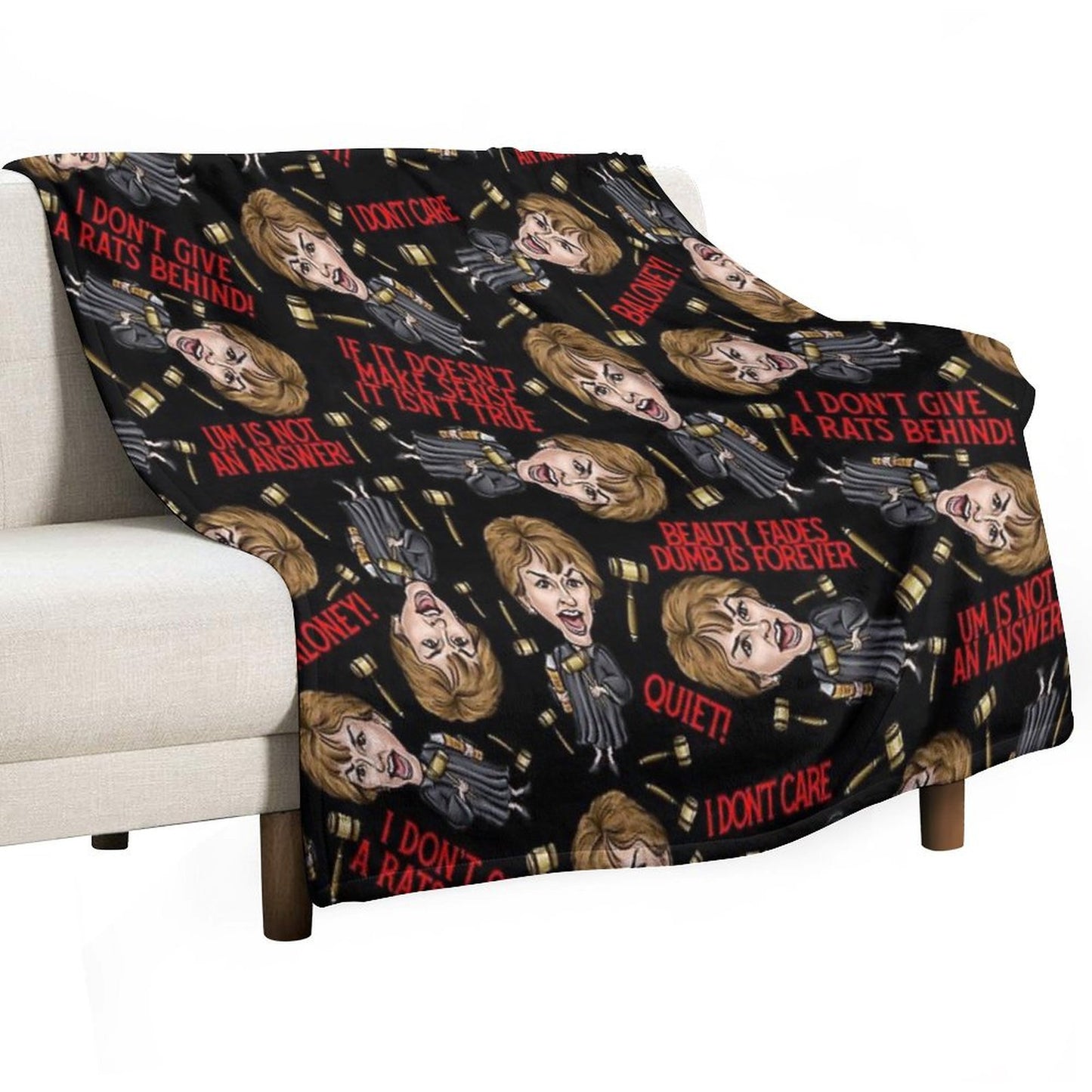 Black  Judge Judy Print Throw Blanket