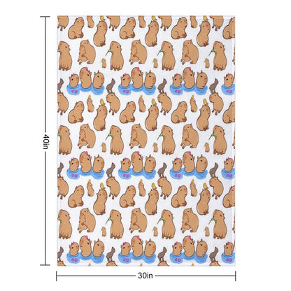 Capybara Pattern Throw Blanket