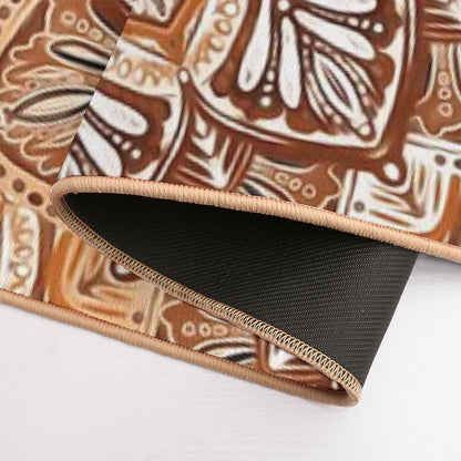 Boho Mandala in Monochrome Brown And Cream Bath Mat