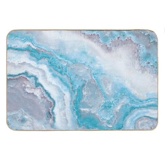 Luxury Mermaid Blue Faux Agate Marble Geode Gem Bath Mat