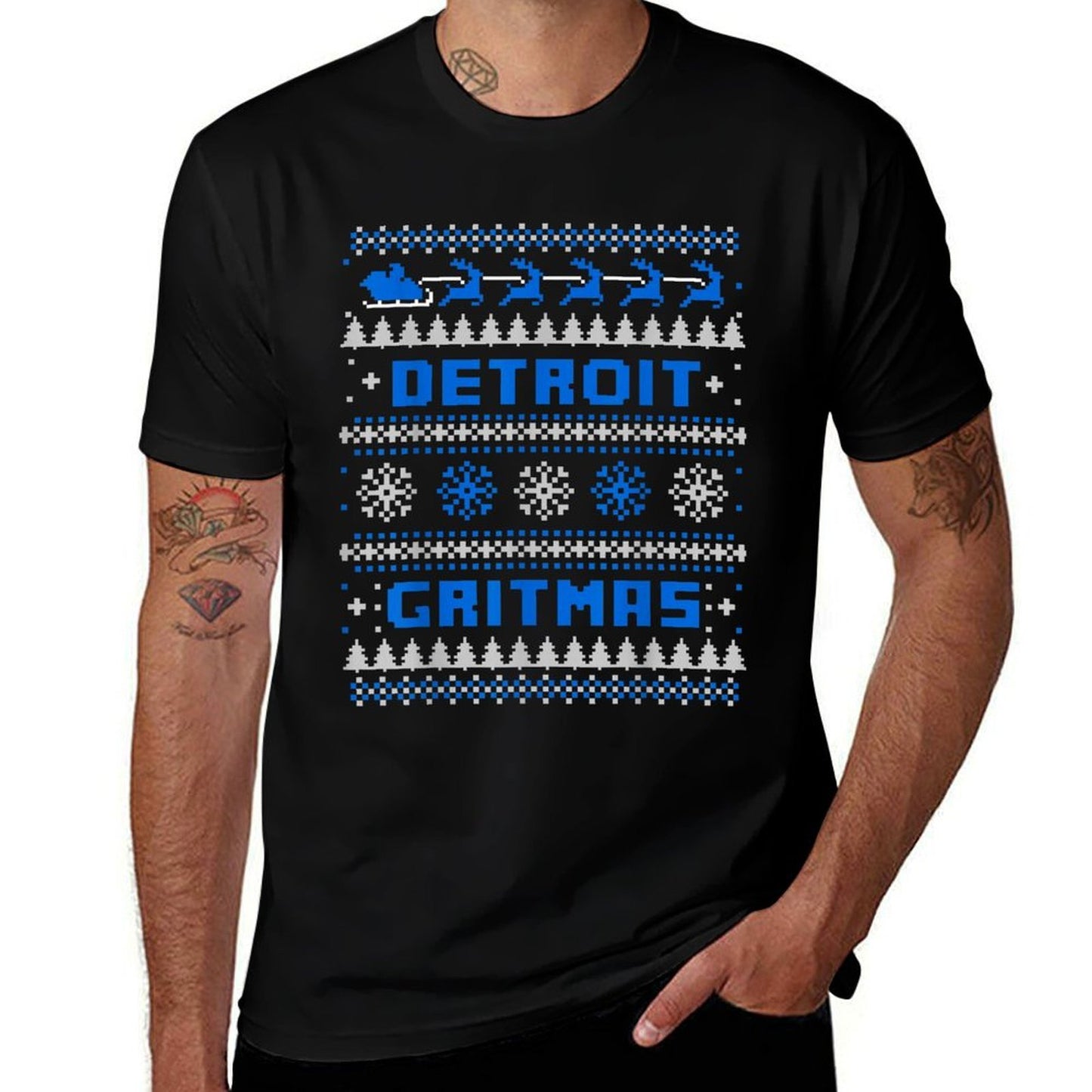 DETROIT MICHIGAN UGLY CHRISTMAS SWEATER PARTY 313  Classic T-Shirt