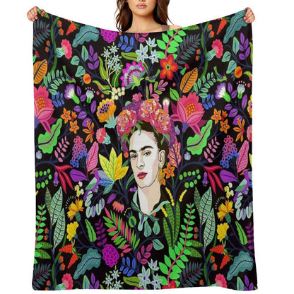 Frida in Bloom Throw Blanket
