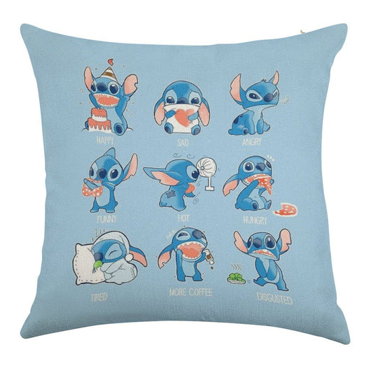 Stitch Emoticon! Linen Throw Pillow Cover