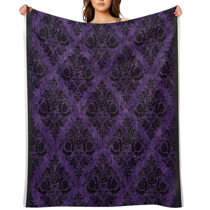 Gothic Damask Purple Throw Blanket