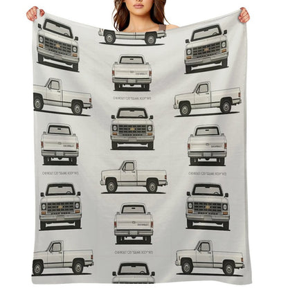 1973 C20 Square Body – Classic Chevy Pickup Triple-View Throw Blanket