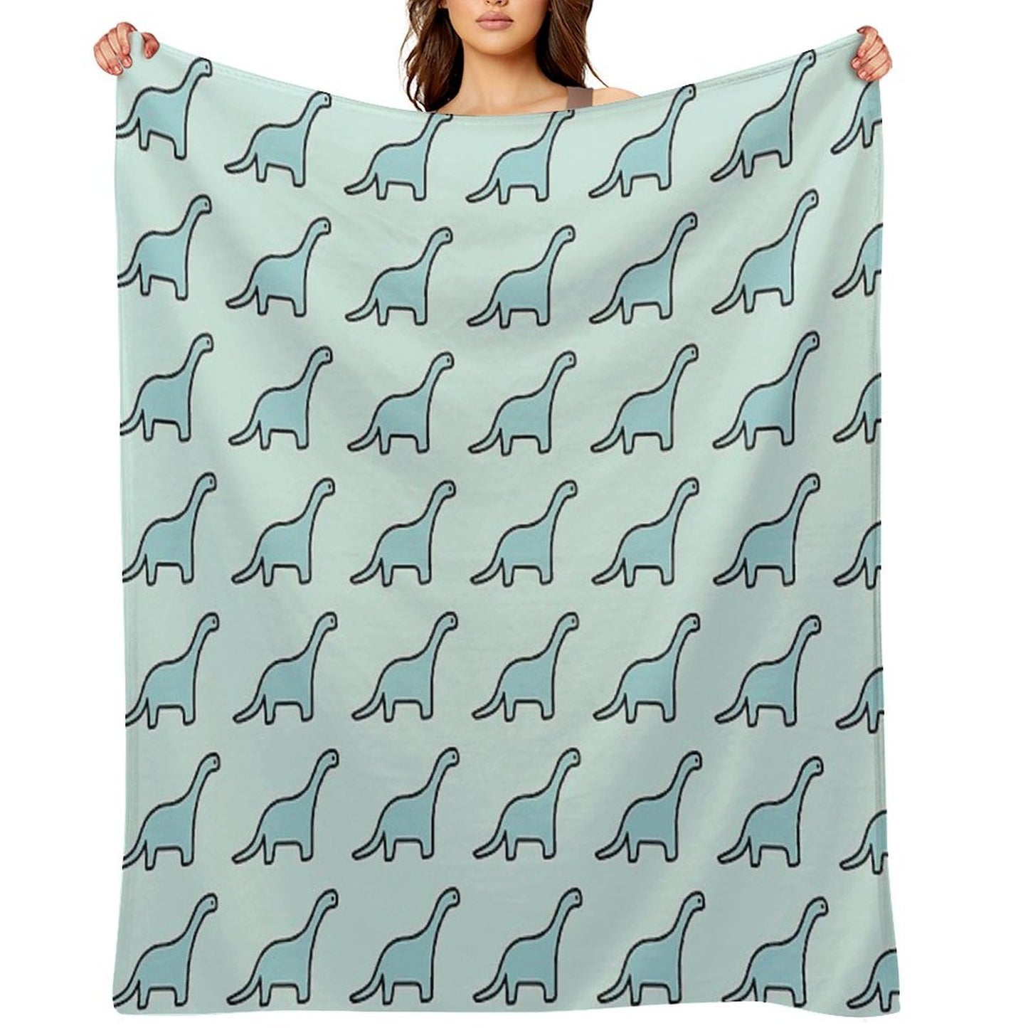 Brontosaurus Apatosaurus Brachiosaurus Blue Dinosaur Throw Blanket