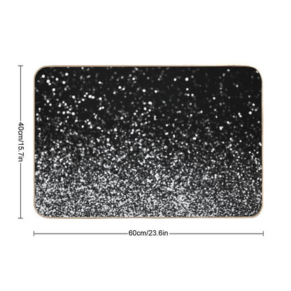 Silver And Black Glitter Bath Mat