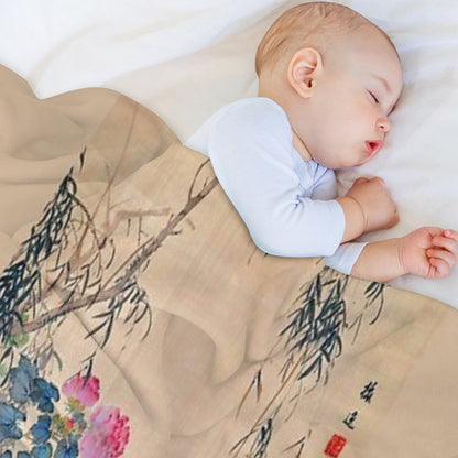 Egrets, Peonies, And Willows (Restored Japanese Artwork) Throw Blanket