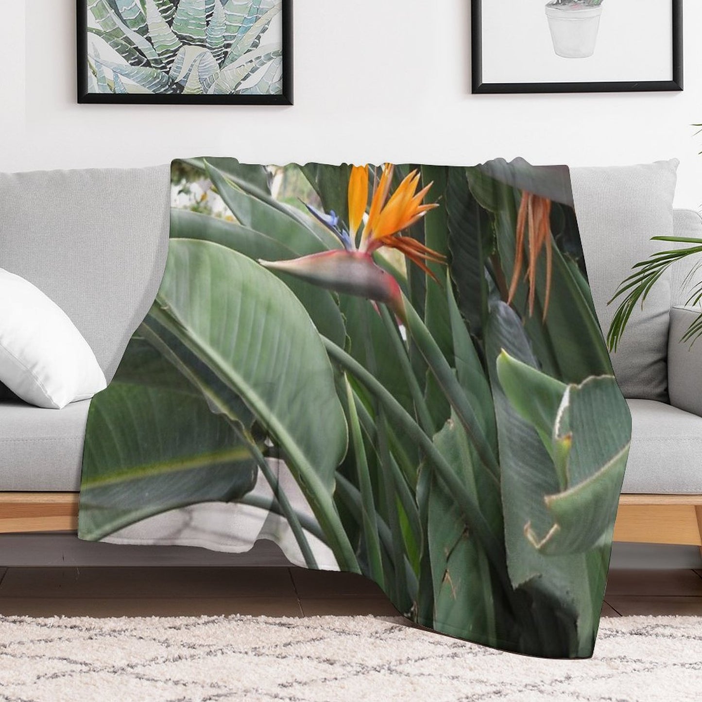 A Beautiful Bird of Paradise Flower from Madeira Throw Blanket