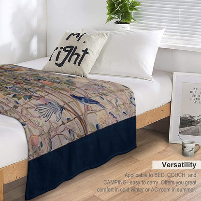 William Morris Kelmscott Trellis Embroidery Throw Blanket