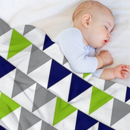 Arrows Lime Green,  Bright Navy Blue, Grey, And White Geometric Pattern Throw Blanket
