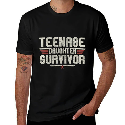 Teenage Daughter Survivor Vintage Dad Mom Fathers Day Gift  Heathered Texture T-Shirt