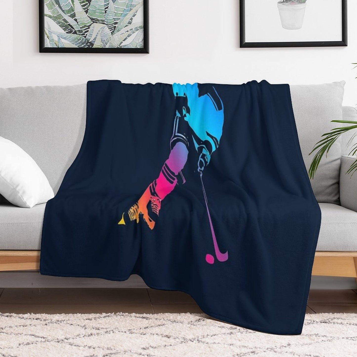 Hockey Player Throw Blanket