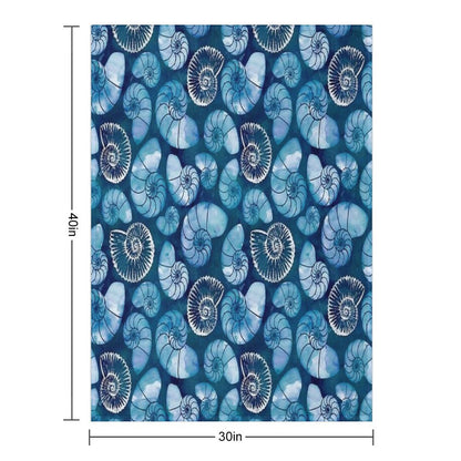 Nautilus Fossils in Sapphire Blue Throw Blanket