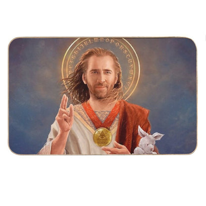 Nicolas Cage, Saint Nicolas of Cage, Nic Cage Original Religious Painting Bath Mat