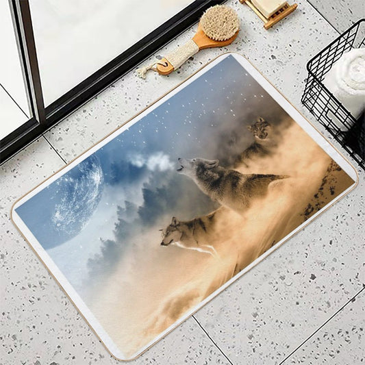 Wolves Howling At The Moon  Beautiful Wolves Bath Mat