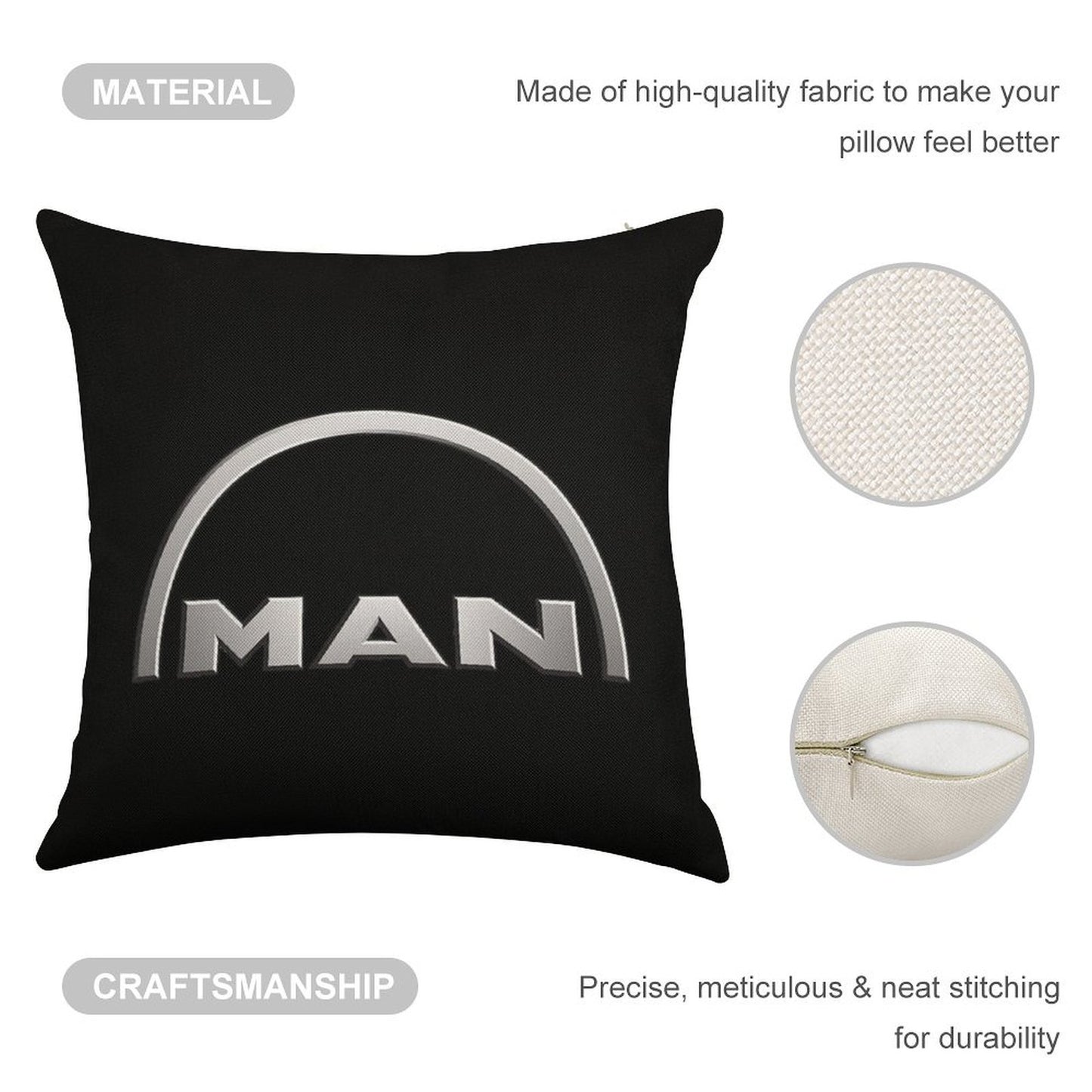 MAN Logo Linen Throw Pillow Cover