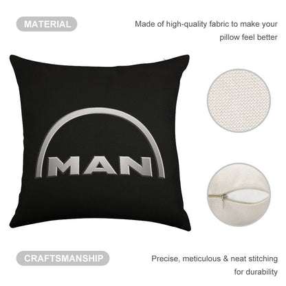 MAN Logo Linen Throw Pillow Cover