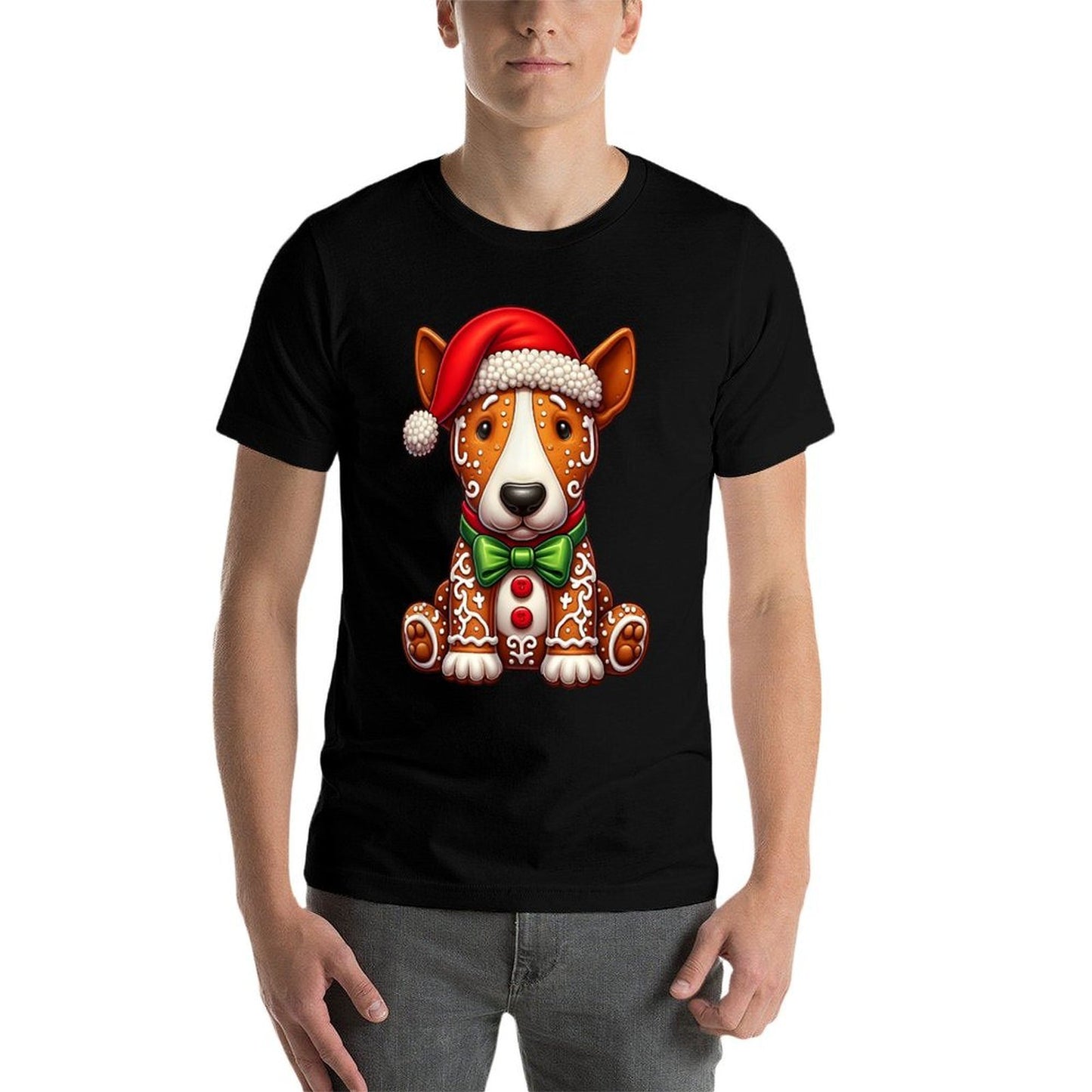 Gingerbread Man Bull Terrier Dog Christmas Womens Mens Kids Comfortable T-Shirt
