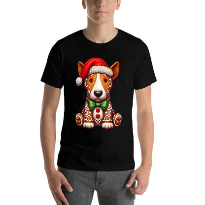 Gingerbread Man Bull Terrier Dog Christmas Womens Mens Kids Comfortable T-Shirt