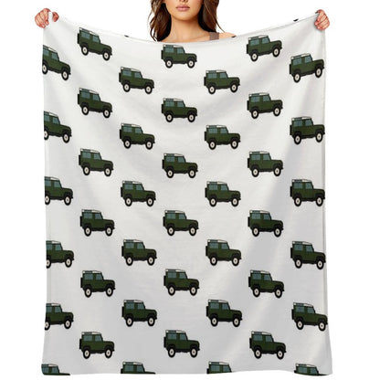 Defender SUV - British Racing Green Throw Blanket