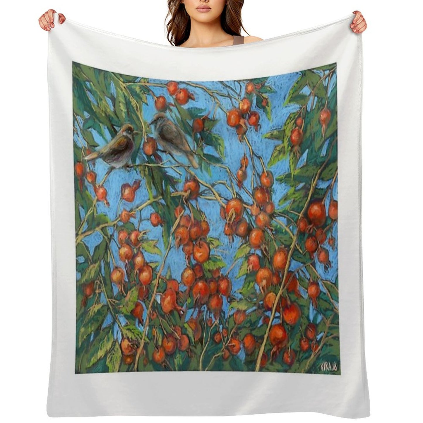 Sparrow Among In A Dog Rose Bush Throw Blanket