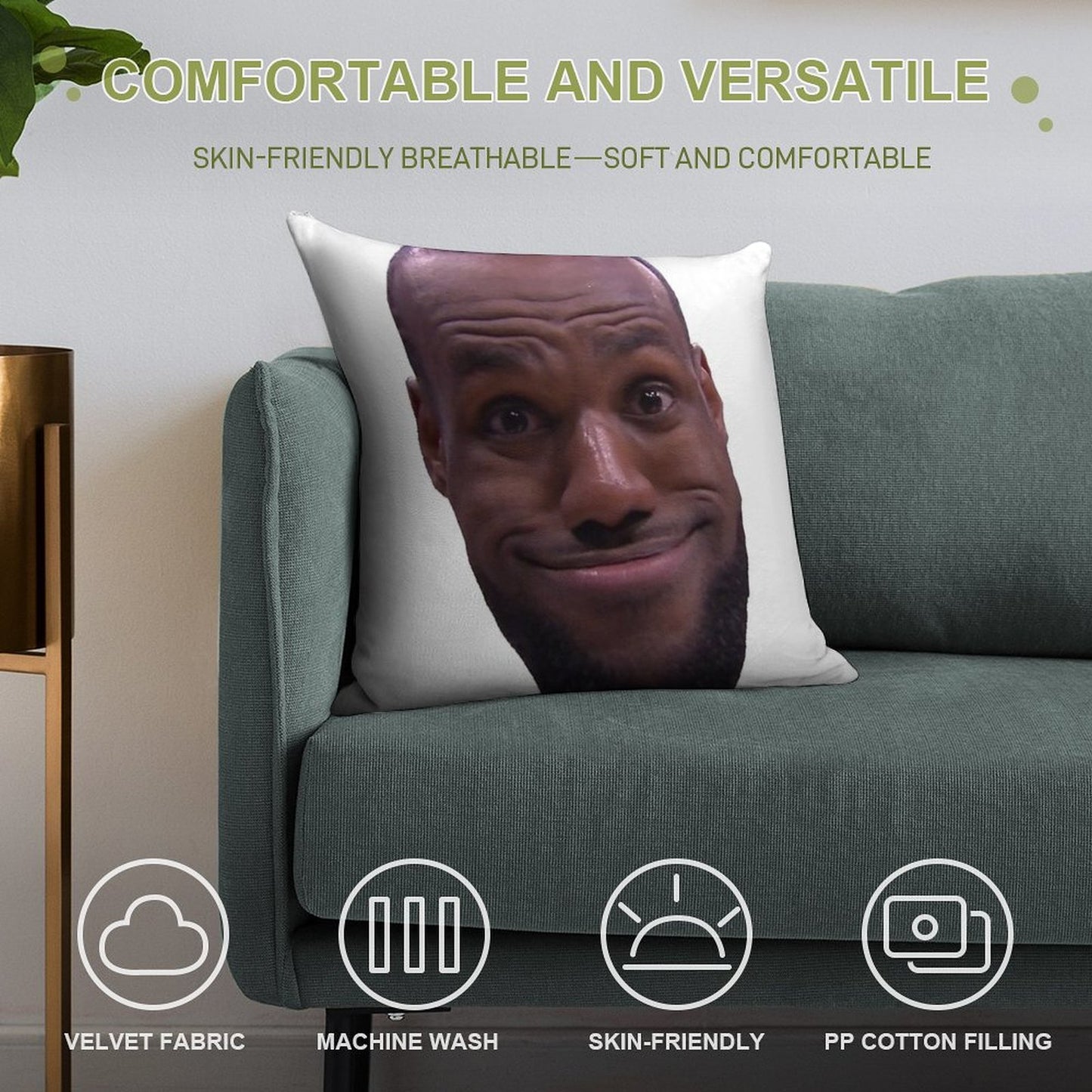 Lebron James Goofy Face Soft Skin-Friendly Throw Pillow