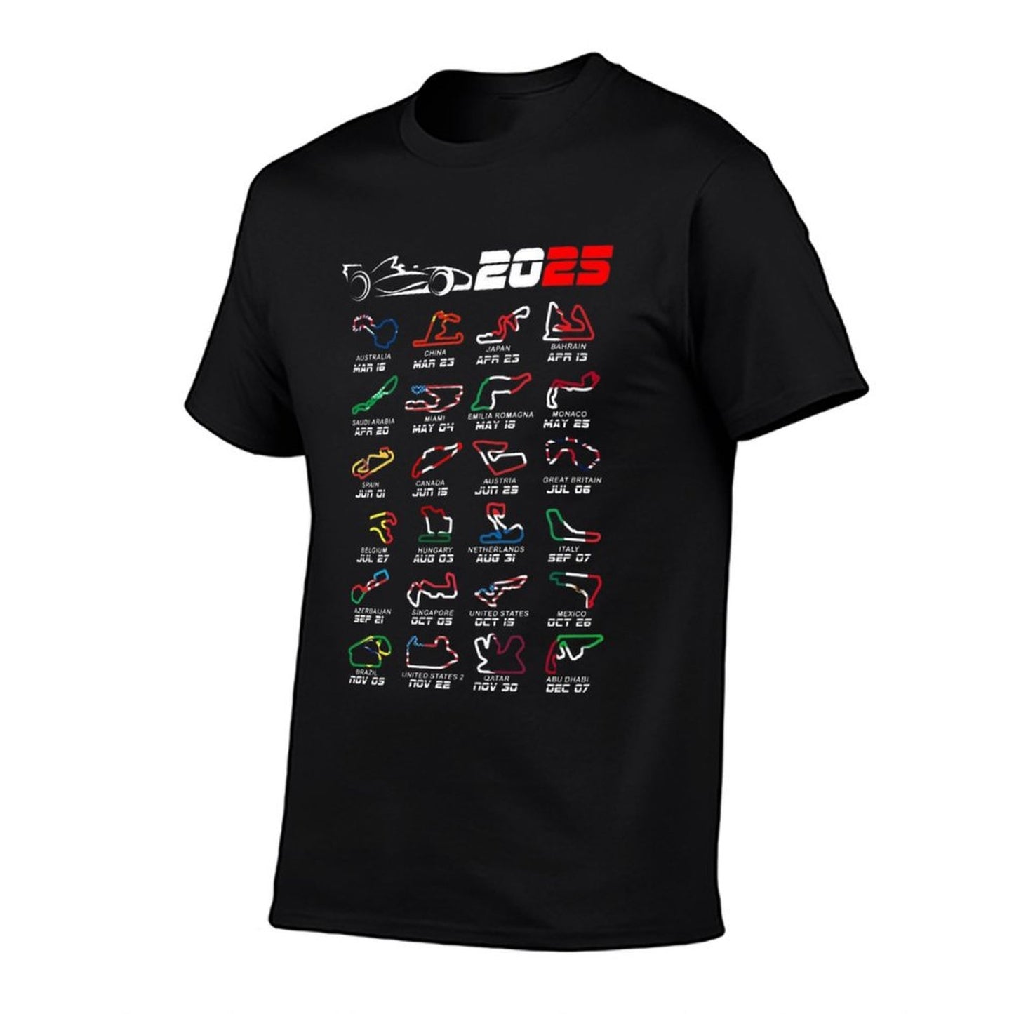 Calendar Formula Race Cars 2025 Circuits Colors  Classic T-Shirt