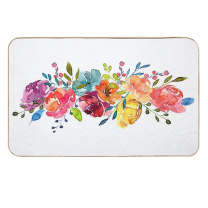 Bright Flowers Summer Watercolor Peonies  Anti-Trip Bath Mat