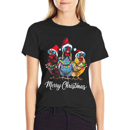 Merry Chickmas Ornament Lights Chicken Farmer Xmas Squad  Breathable T-Shirt