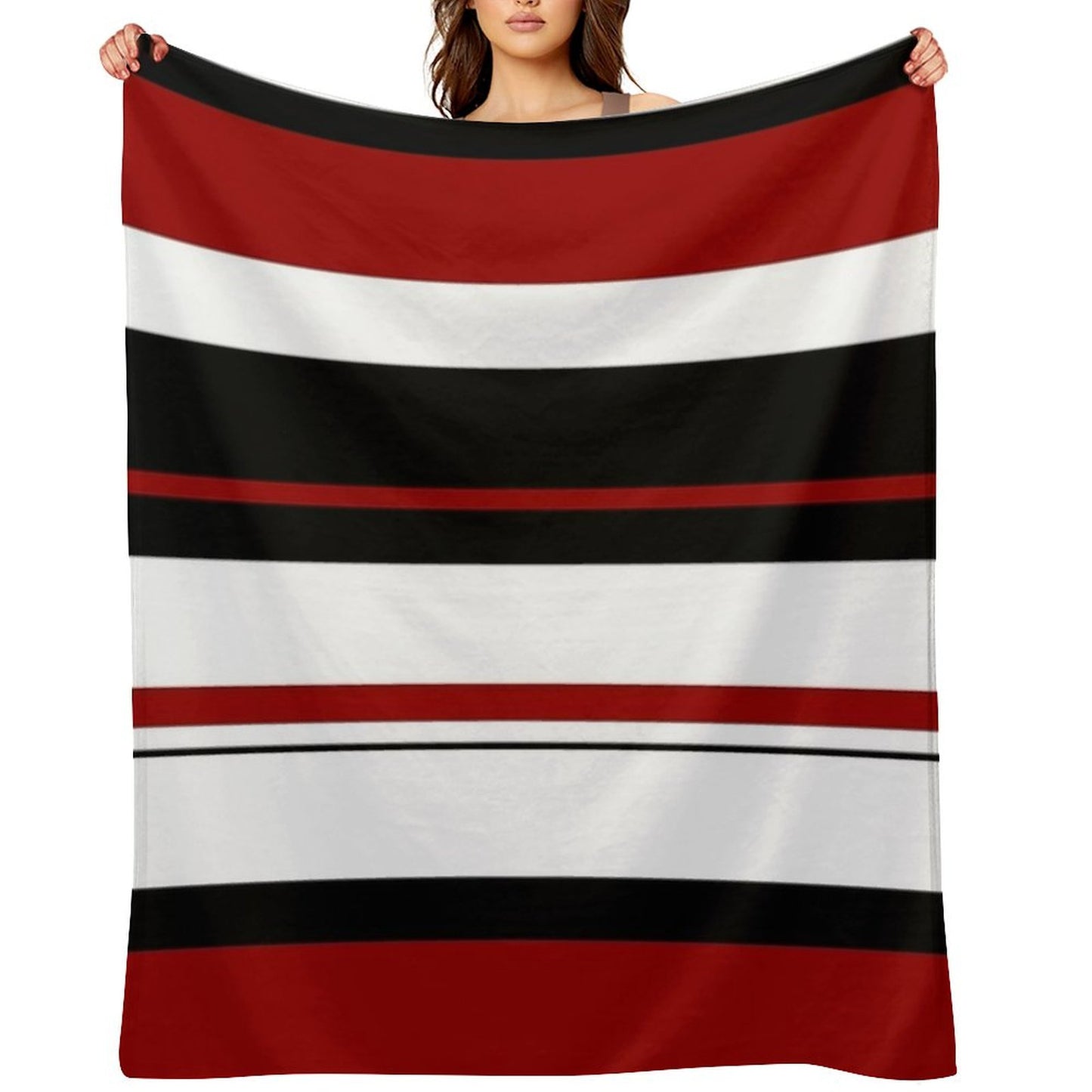 Red Black White Abstract Stripes Throw Blanket