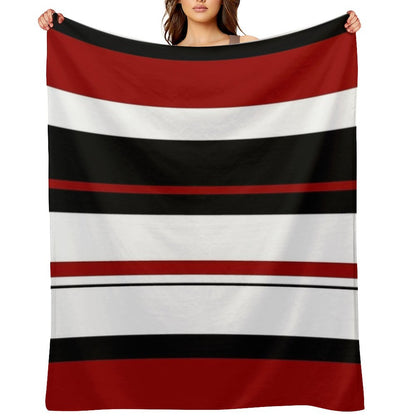 Red Black White Abstract Stripes Throw Blanket