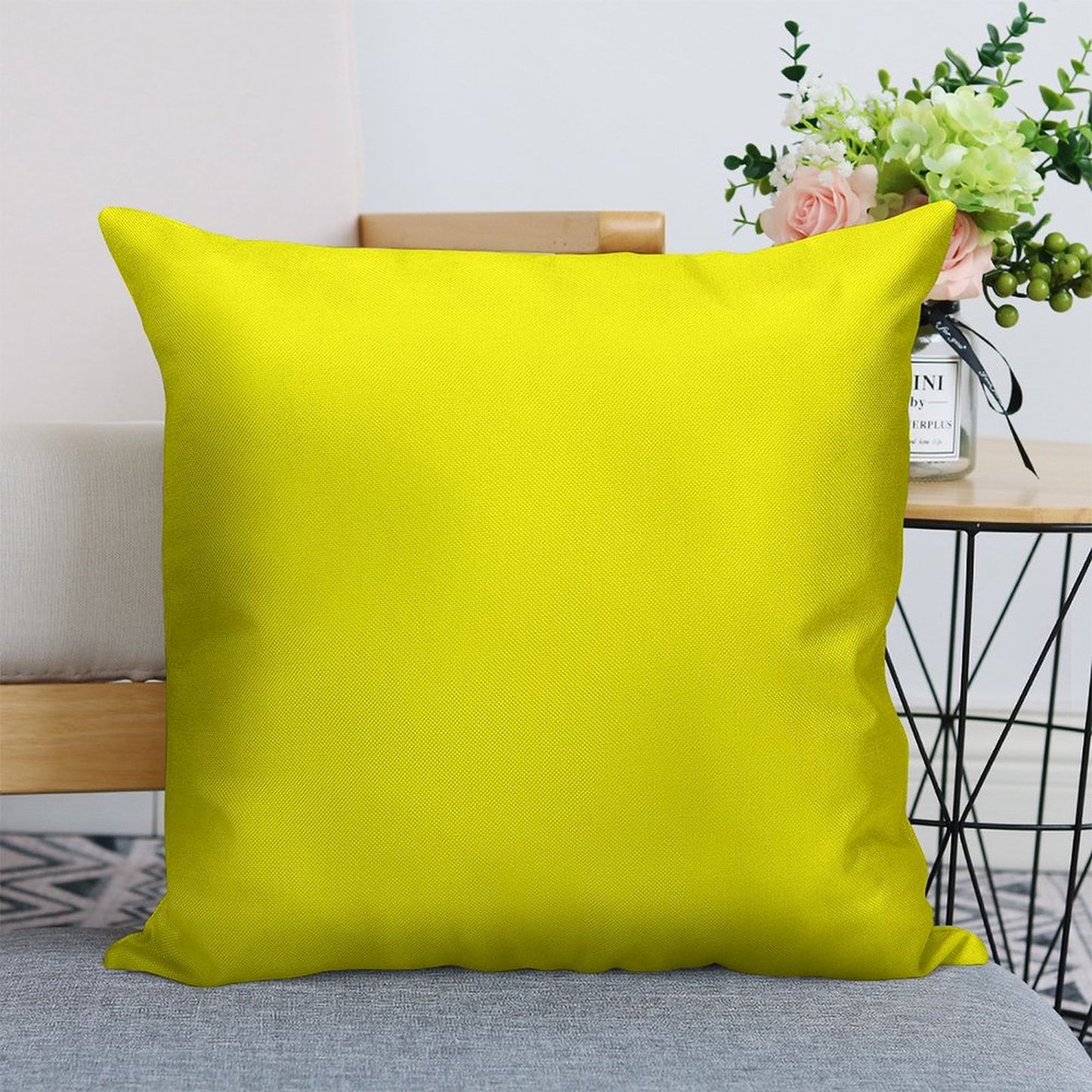 Neon Yellow Linen Throw Pillow Cover