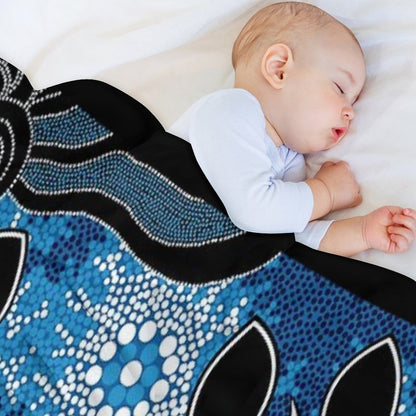 Authentic Aboriginal Art  - Sea Turtles Throw Blanket