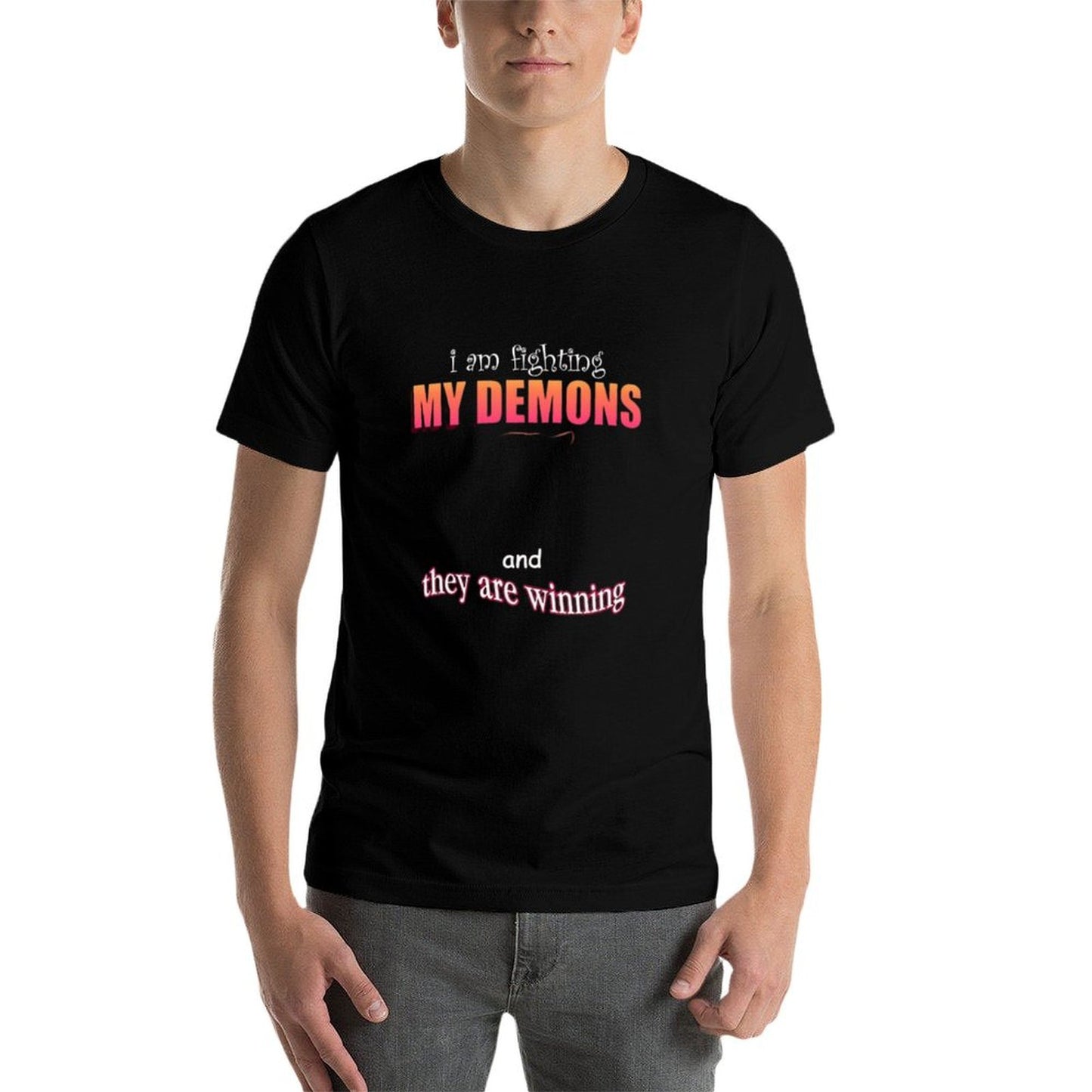 I'm Fighting My Demons And They Are Winning Word Art Meme  Oversized Silhouette T-Shirt