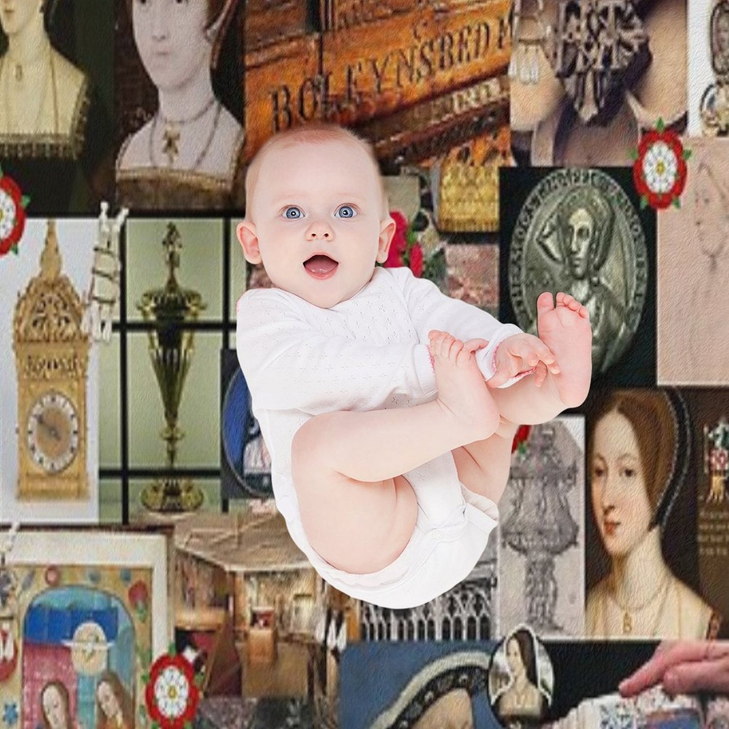 Anne Boleyn Collage Throw Blanket