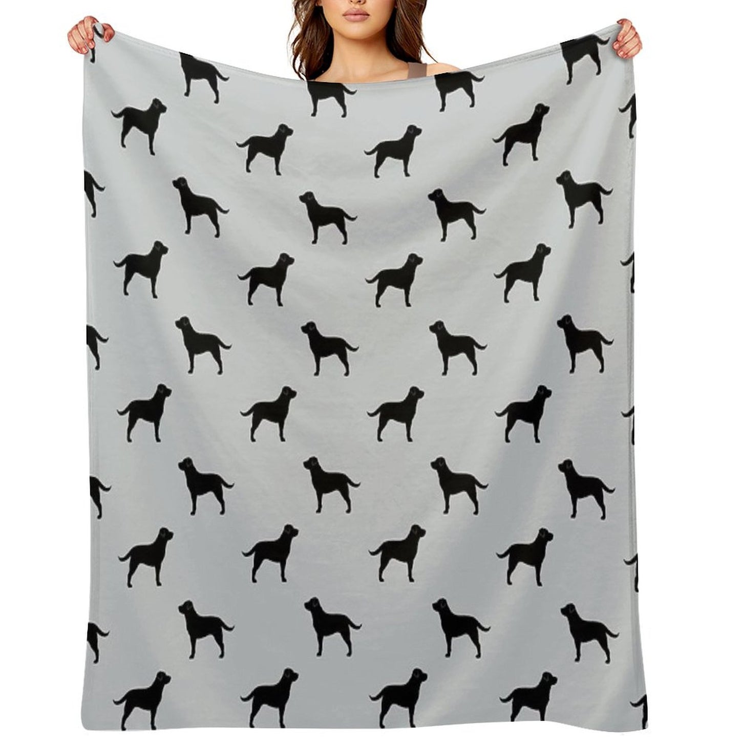 Black Labrador Retriever Silhouette(s) Throw Blanket