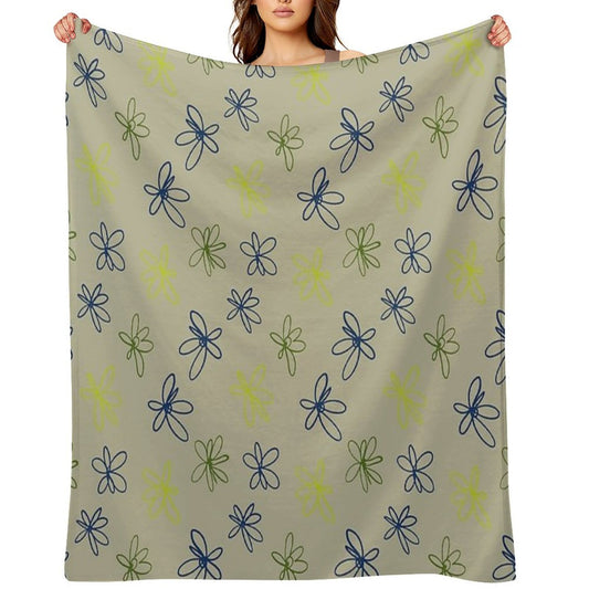 Daisy Whispers - Minimalist Leaf Pattern Throw Blanket