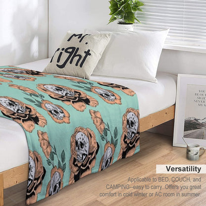 Flower Skull Pattern Throw Blanket