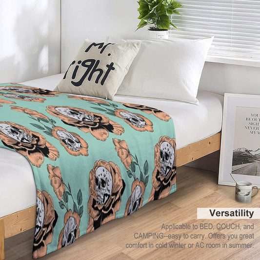 Flower Skull Pattern Throw Blanket