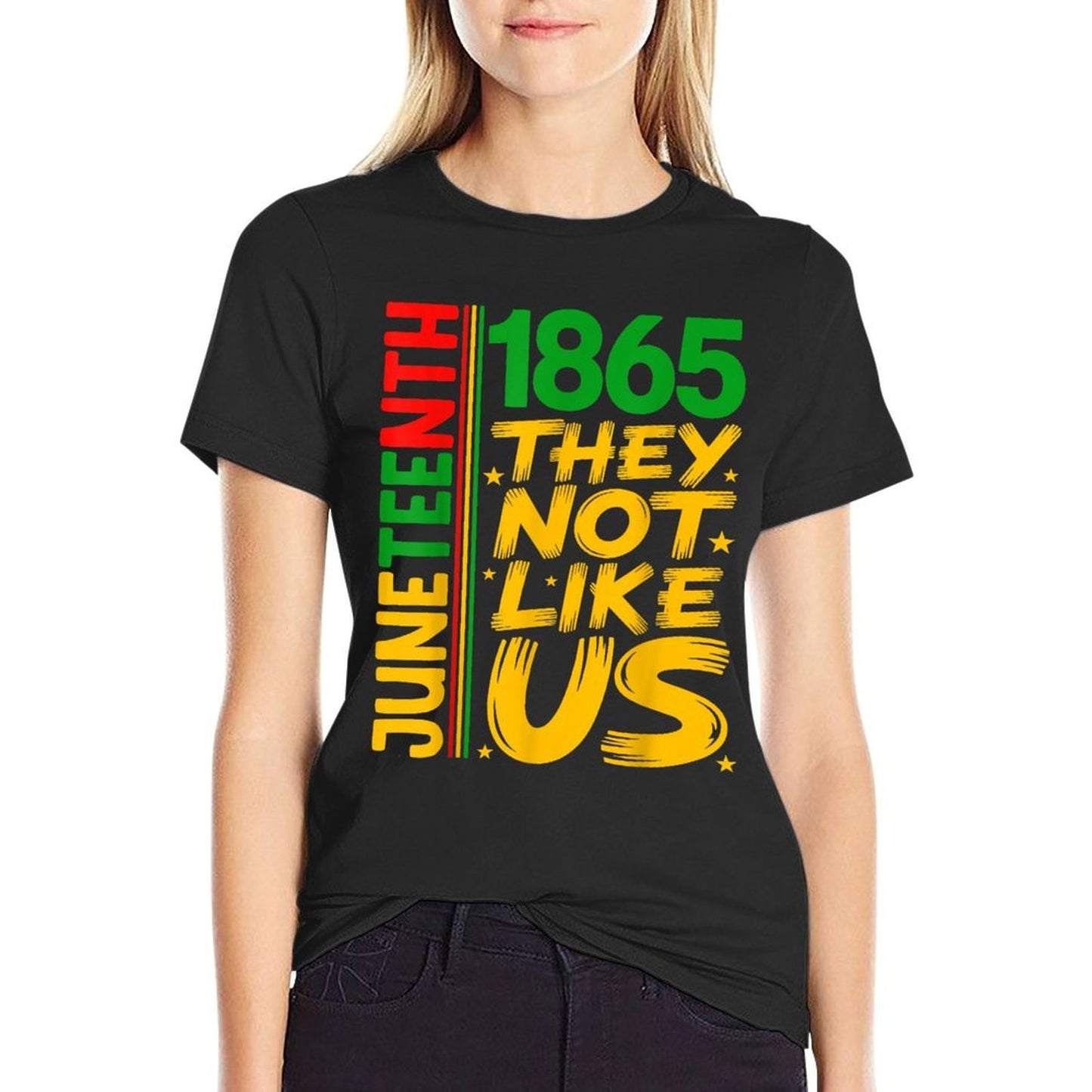 They Dont Like Us Juneteenth 1865 Pride Black History Tee  Ribbed Collar T-Shirt