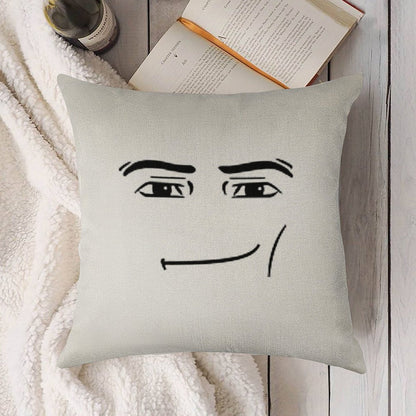 Man Face Linen Throw Pillow Cover