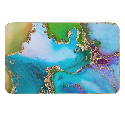 Abstract Faux Marble Mermaid Gemstone With Gold Glitter  Long-Lasting Bath Mat