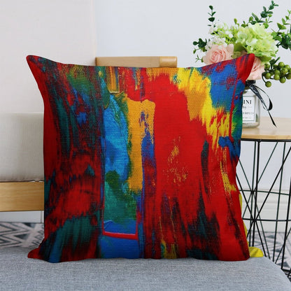 Bright Bold Colorful Abstract Art Linen Throw Pillow Cover