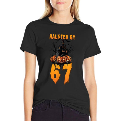 Haunted by 67 Halloween Costume Spooky Funny Quote Apparel  Vintage-inspired T-Shirt